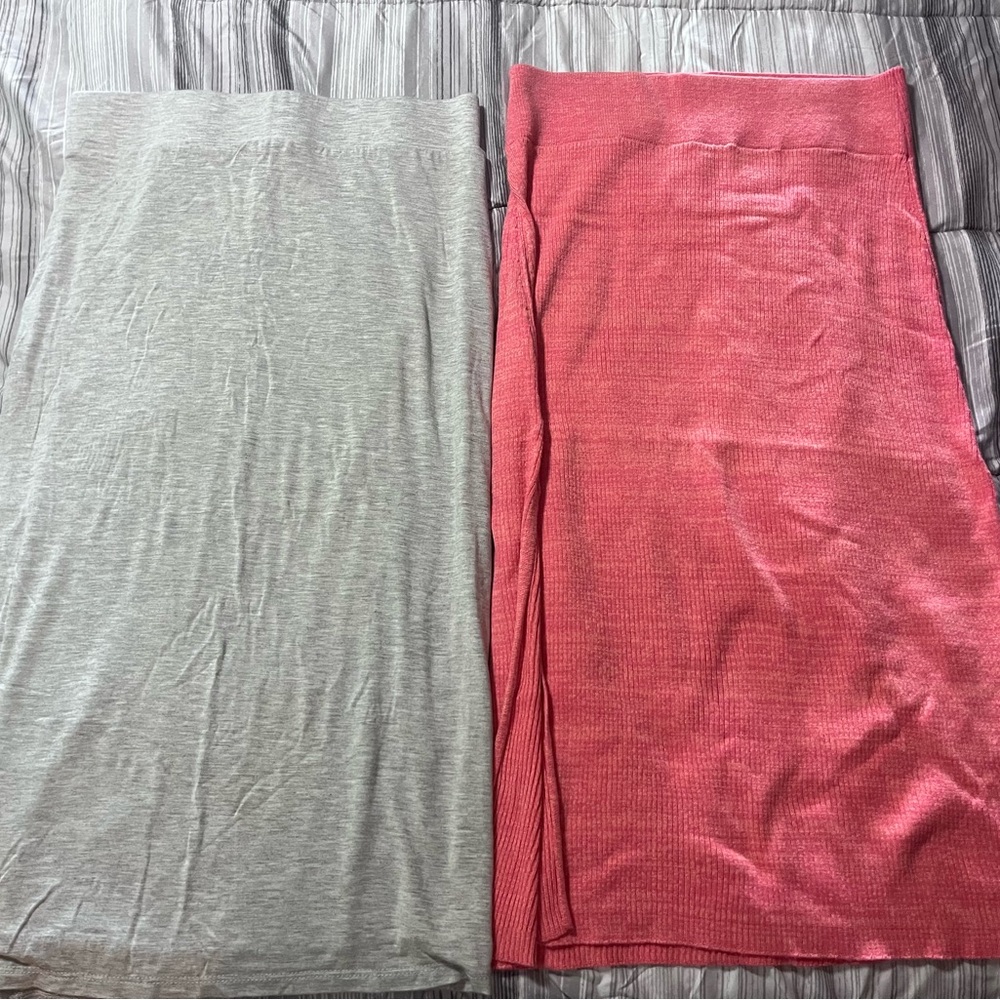 SHEIN Red and Gray Maxi Pencil Skirt Set